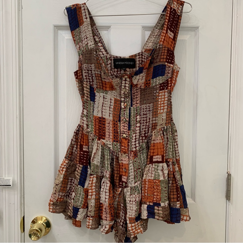 Vanessa Mooney The Elisabeth Romper in Snakeskin Print 100% Silk Sz L